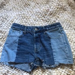 bdg color block jean shorts